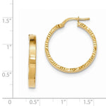 Charger l&#39;image dans la galerie, 14K Yellow Gold 25mm x 3mm Textured Edge Hoop Earrings
