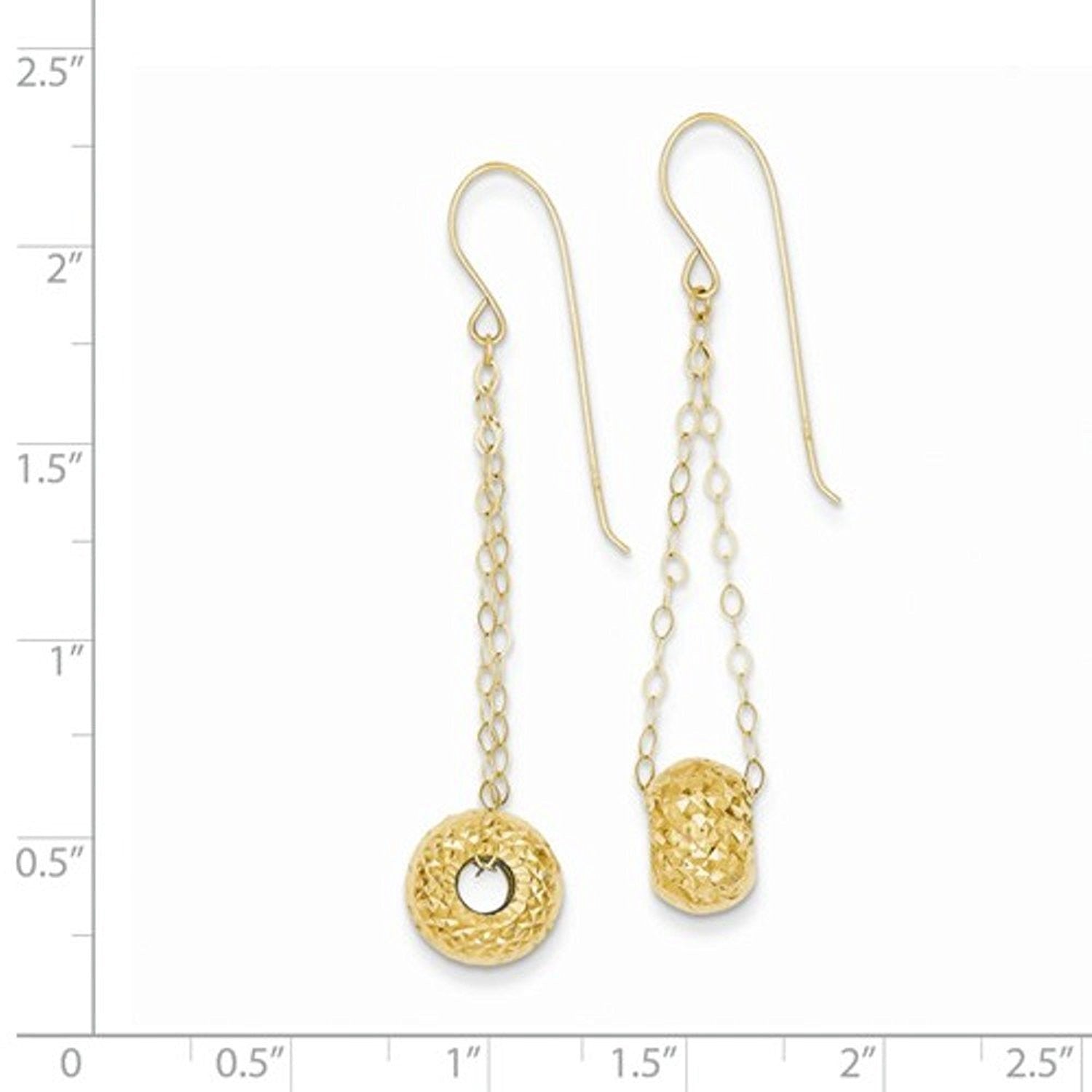 14k Yellow Gold Donut French Hook Dangle Earrings