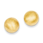 Indlæs billede til gallerivisning 14k Yellow Gold 10.50mm Satin Half Ball Button Post Earrings

