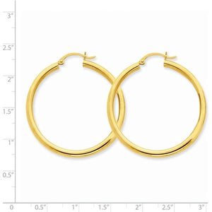 14K Yellow Gold 40mm x 3mm Classic Round Hoop Earrings