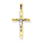 將圖片載入圖庫檢視器 14k Gold Two Tone Cross Crucifix Hollow Pendant Charm
