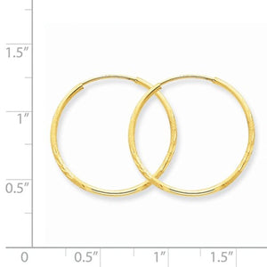 14K Yellow Gold 21mm x 1.25mm Round Endless Hoop Earrings