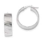 Load image into Gallery viewer, 14K White Gold 24mmx23mmx8mm Modern Contemporary Round Hoop Earrings
