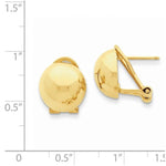 Lataa kuva Galleria-katseluun, 14k Yellow Gold Polished 12mm Half Ball Omega Clip Earrings
