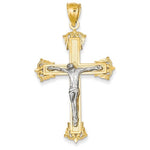 Kép betöltése a galériamegjelenítőbe: 14k Gold Two Tone Crucifix Cross Large Pendant Charm - [cklinternational]
