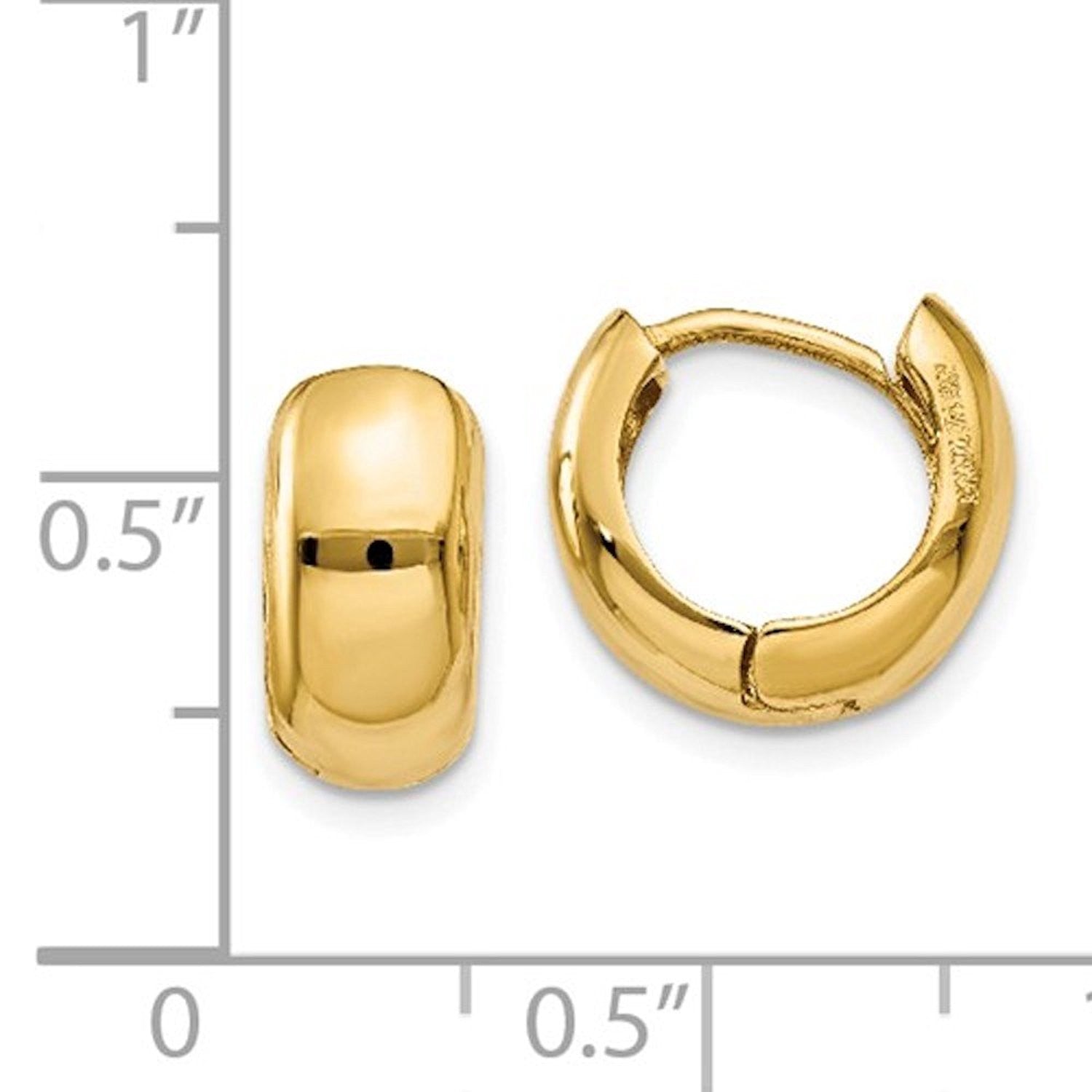 14k Yellow Gold 11mm Classic Hinged Hoop Huggie Earrings