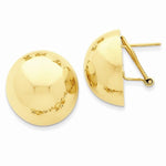 Φόρτωση εικόνας στο εργαλείο προβολής Συλλογής, 14k Yellow Gold Polished 20mm Half Ball Omega Post Earrings
