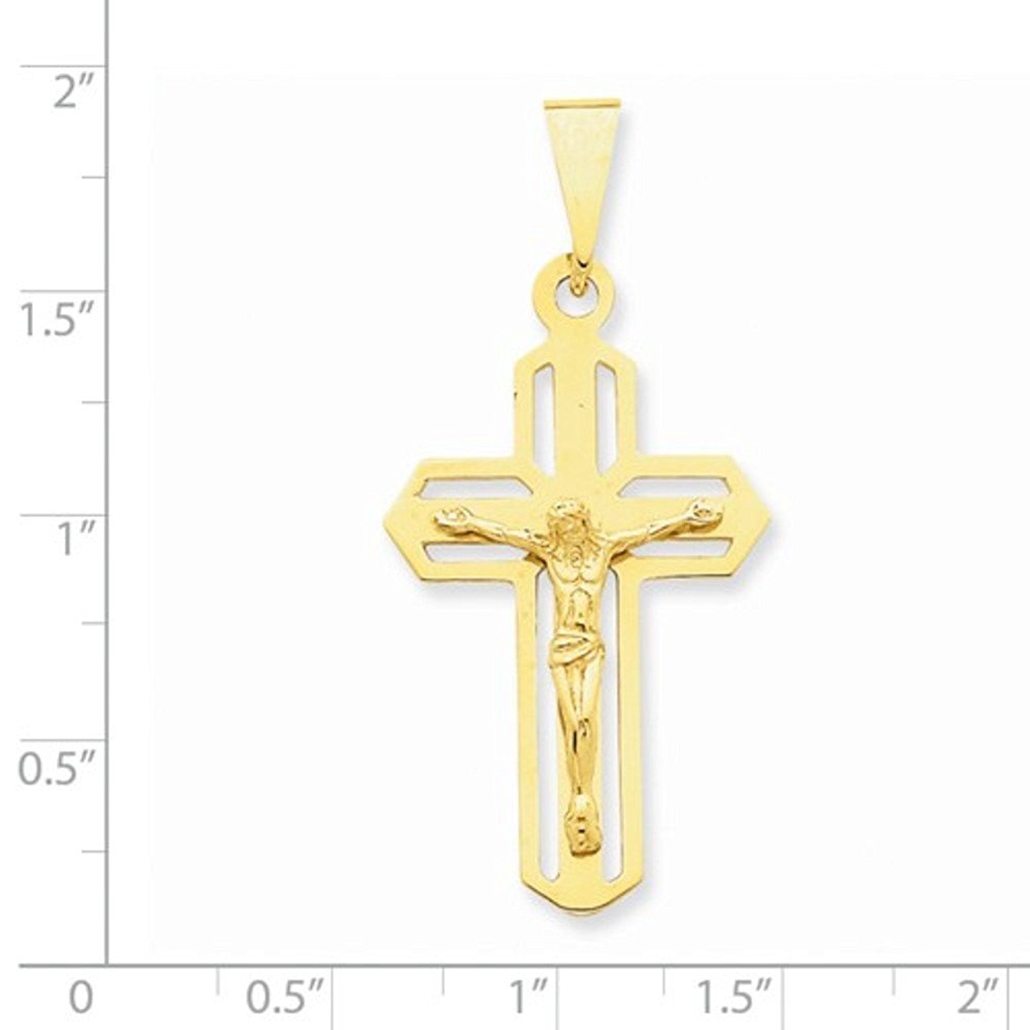 14k Yellow Gold Crucifix Cross Flat Back Pendant Charm - [cklinternational]