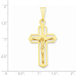 Φόρτωση εικόνας στο εργαλείο προβολής Συλλογής, 14k Yellow Gold Crucifix Cross Flat Back Pendant Charm - [cklinternational]

