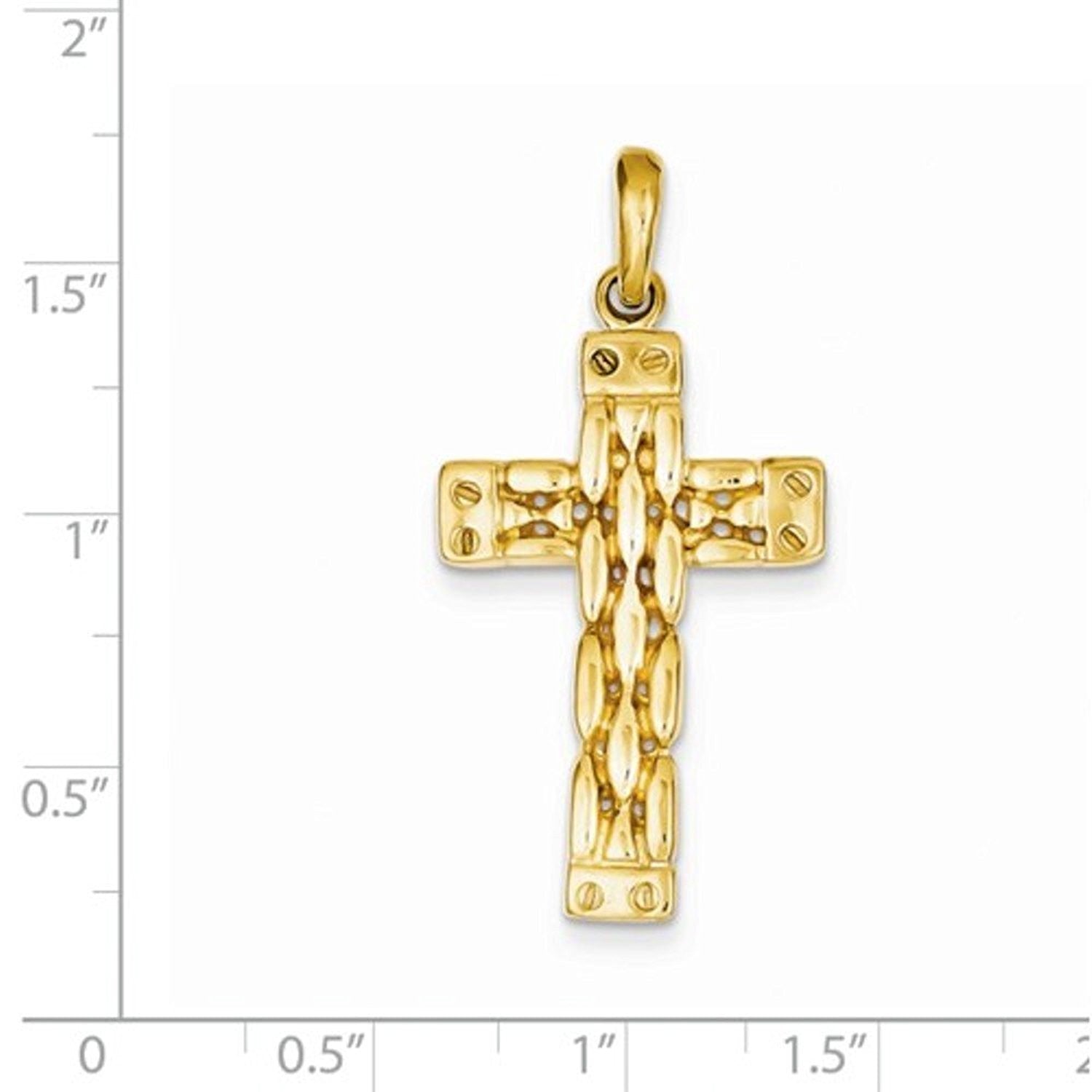 14k Yellow Gold Panther Style Cross Pendant Charm