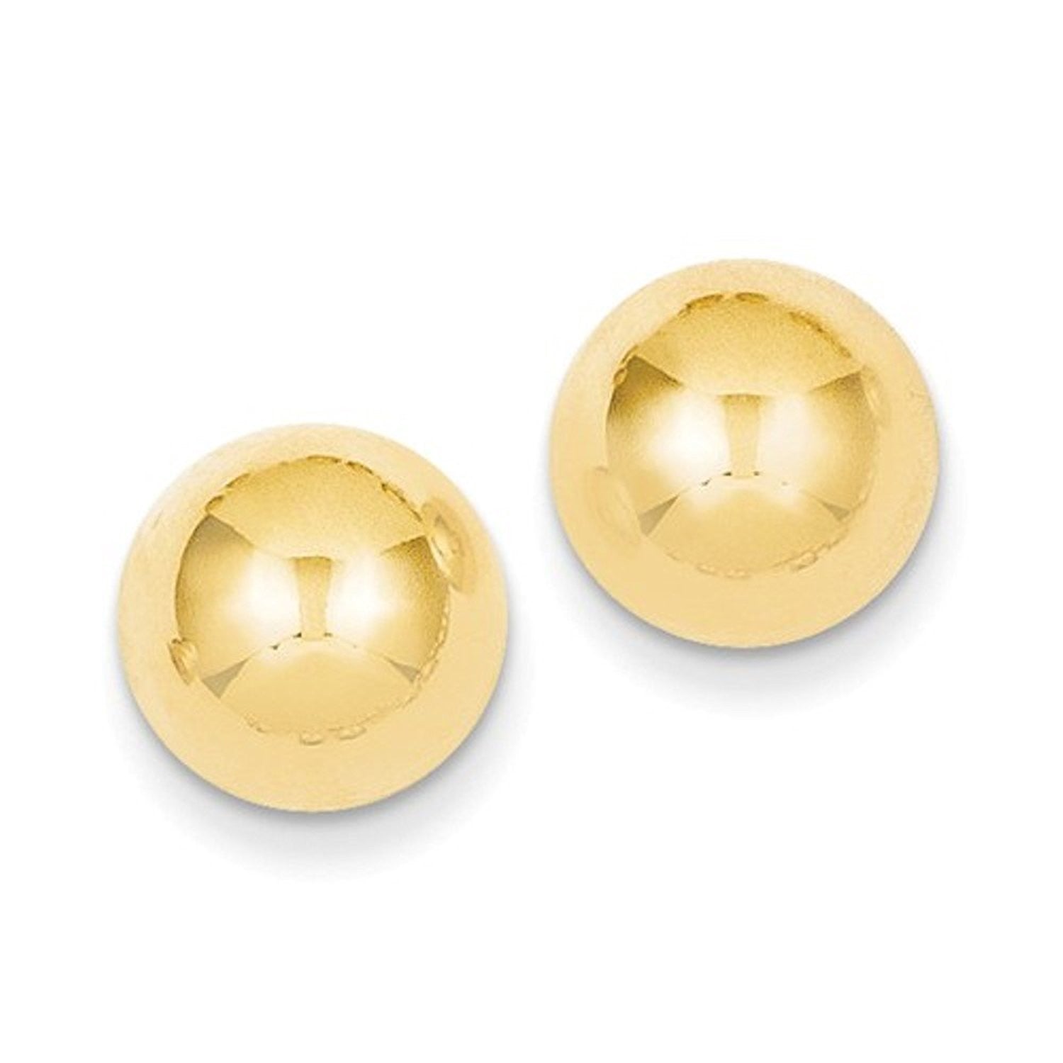 14k Yellow Gold 10mm Polished Half Ball Button Post Earrings