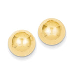 Lataa kuva Galleria-katseluun, 14k Yellow Gold 10mm Polished Half Ball Button Post Earrings
