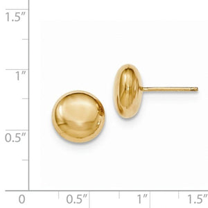 14k Yellow Gold 10.5mm Button Polished Post Stud Earrings