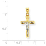 Kép betöltése a galériamegjelenítőbe: 14k Gold Two Tone INRI Crucifix Cross Small Pendant Charm - [cklinternational]
