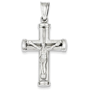 14k White Gold Crucifix Cross Hollow Pendant Charm