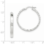 Load image into Gallery viewer, 14K White Gold 30mm x 3mm Textured Edge Hoop Earrings
