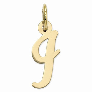 14k Yellow Gold Script Letter I Initial Alphabet Pendant Charm