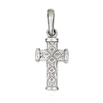Load image into Gallery viewer, 14k White Gold Quilted Cross Reversible Small Pendant Charm
