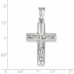 14k White Gold Crucifix Cross Hollow Pendant Charm