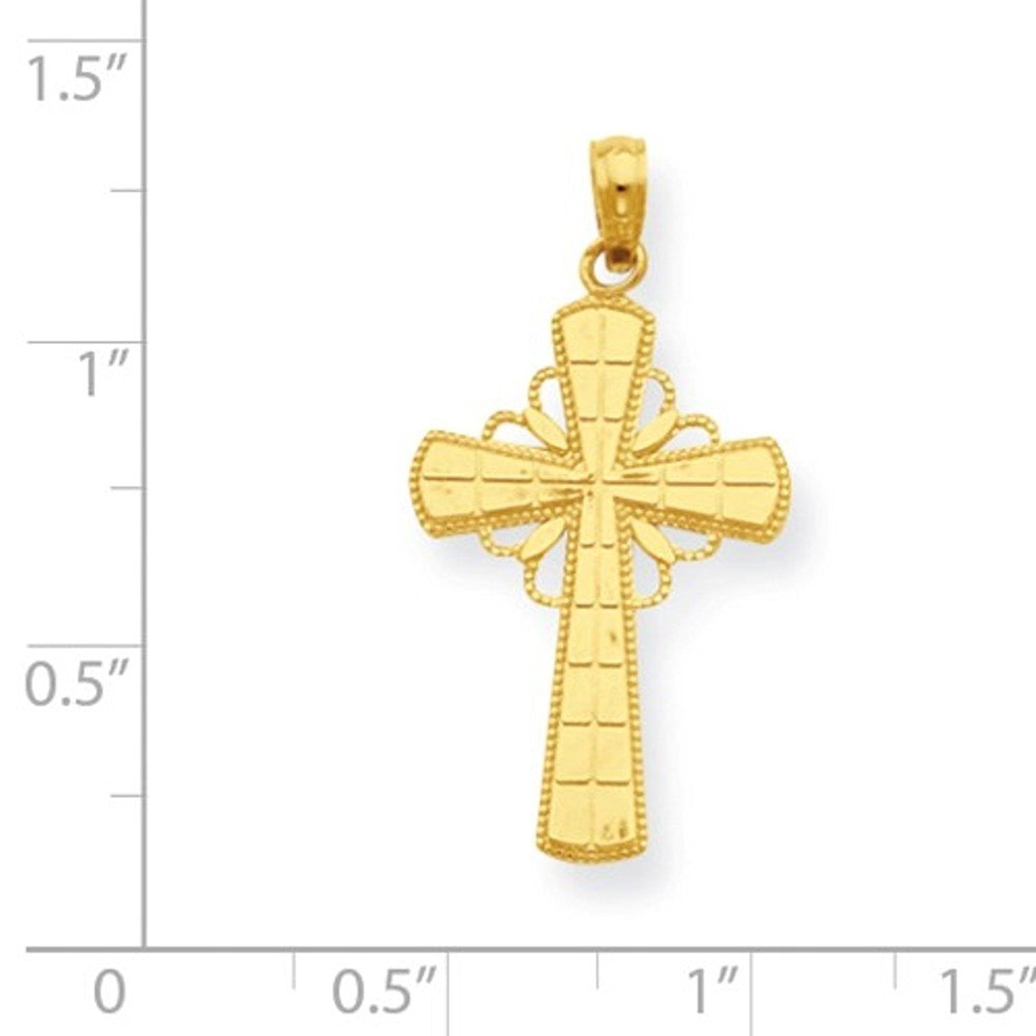 14k Yellow Gold Celtic Cross Open Back Pendant Charm