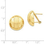 Load image into Gallery viewer, 14k Yellow Gold Striped 16mm Half Ball Omega Post Earrings
