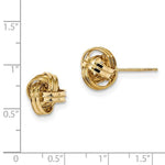 Load image into Gallery viewer, 14k Yellow Gold Classic Polished Love Knot Stud Post Earrings
