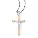 Kép betöltése a galériamegjelenítőbe: 14k Gold Two Tone Cross Crucifix Pendant Charm
