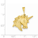 Lataa kuva Galleria-katseluun, 14k Yellow Gold Unicorn Head Open Back Pendant Charm - [cklinternational]
