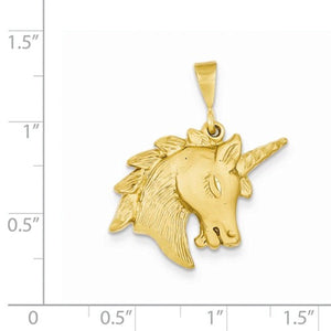 14k Yellow Gold Unicorn Head Open Back Pendant Charm - [cklinternational]