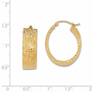 14K Yellow Gold Modern Contemporary Oval Hoop Earrings