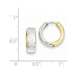 Załaduj obraz do przeglądarki galerii, 14k Gold Two Tone Textured Hinged Hoop Huggie Earrings
