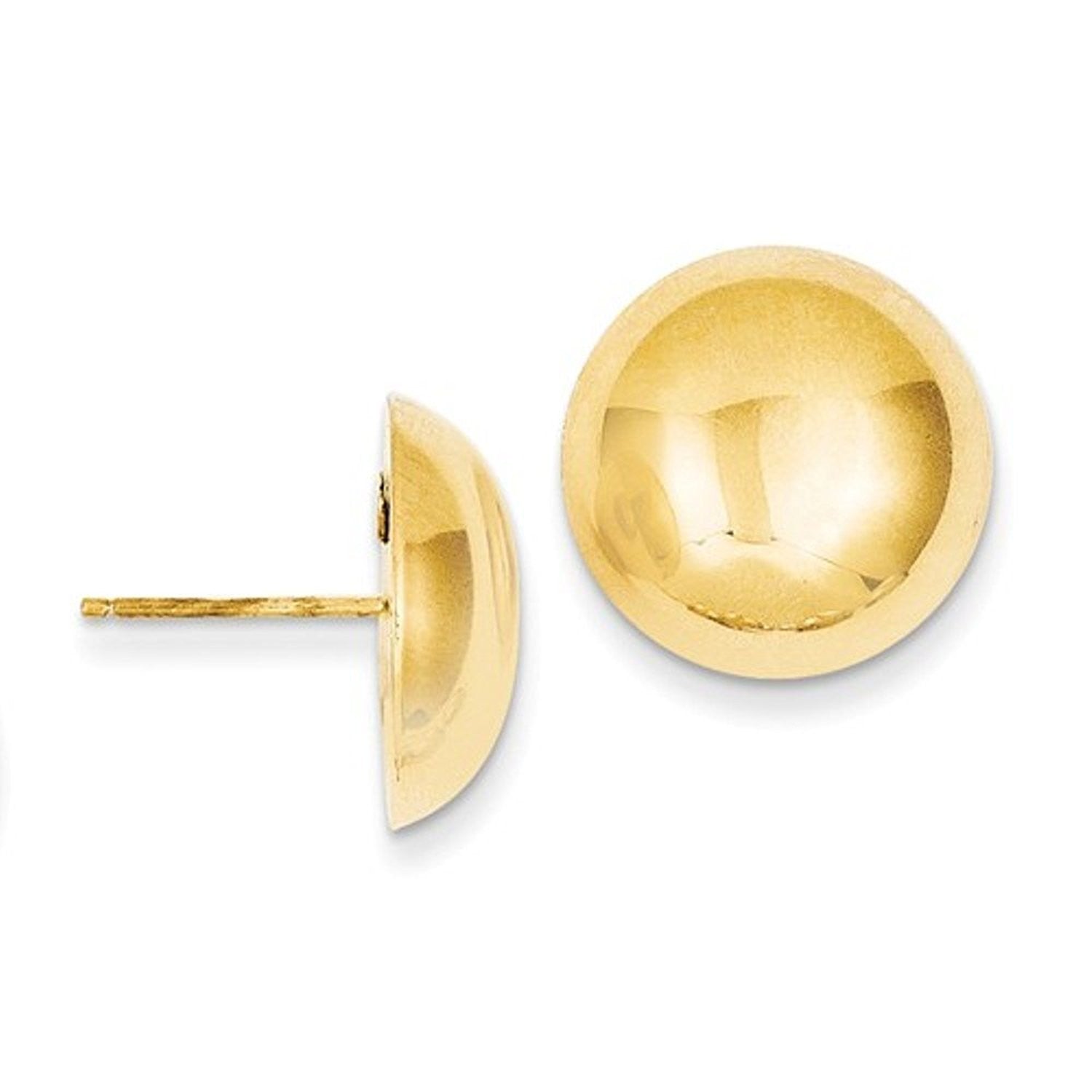 14k Yellow Gold 15.50mm Polished Half Ball Button Post Earrings