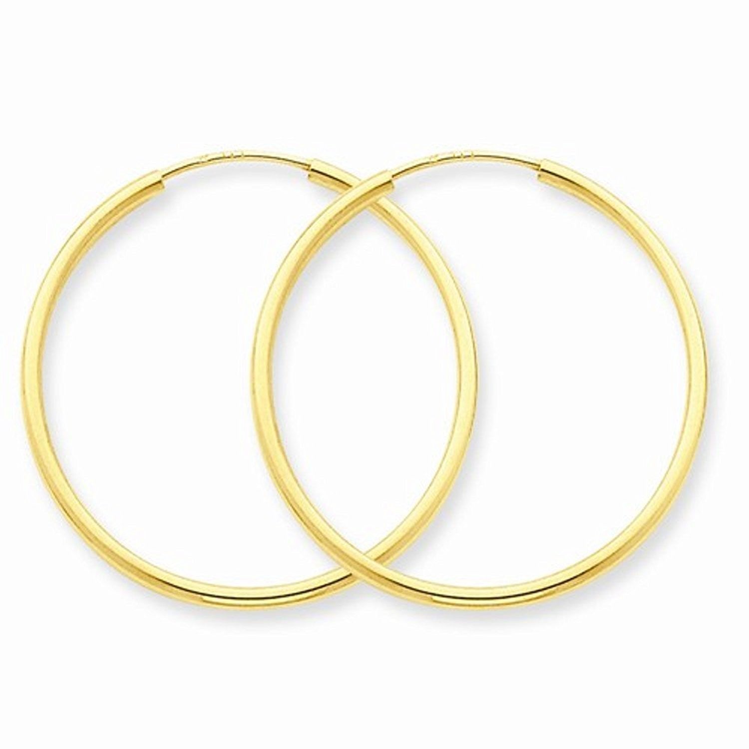 14K Yellow Gold 26mm x 1.5mm Endless Round Hoop Earrings
