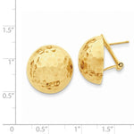 Load image into Gallery viewer, 14k Yellow Gold Hammered 19mm Half Ball Omega Post Earrings
