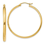 Φόρτωση εικόνας στο εργαλείο προβολής Συλλογής, 14K Yellow Gold 35mmx2.75mm Classic Round Hoop Earrings
