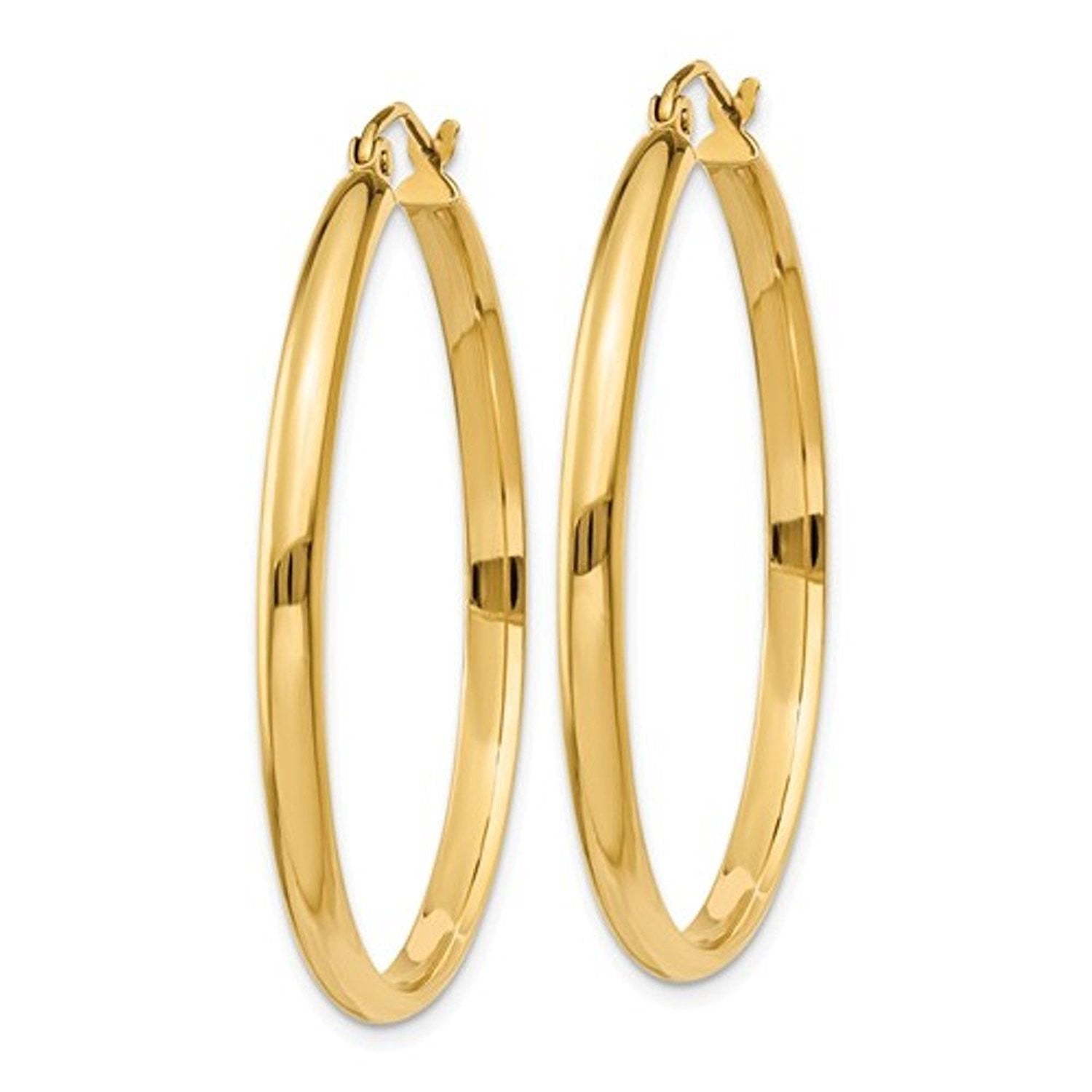 14K Yellow Gold 35mmx2.75mm Classic Round Hoop Earrings