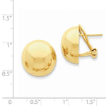 Lataa kuva Galleria-katseluun, 14k Yellow Gold Polished 16mm Half Ball Omega Clip Earrings
