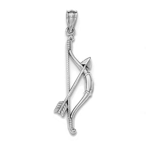 14k White Gold Bow and Arrow Open Back Pendant Charm