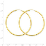 Загрузить изображение в средство просмотра галереи, 14K Yellow Gold 45mm x 2mm Round Endless Hoop Earrings

