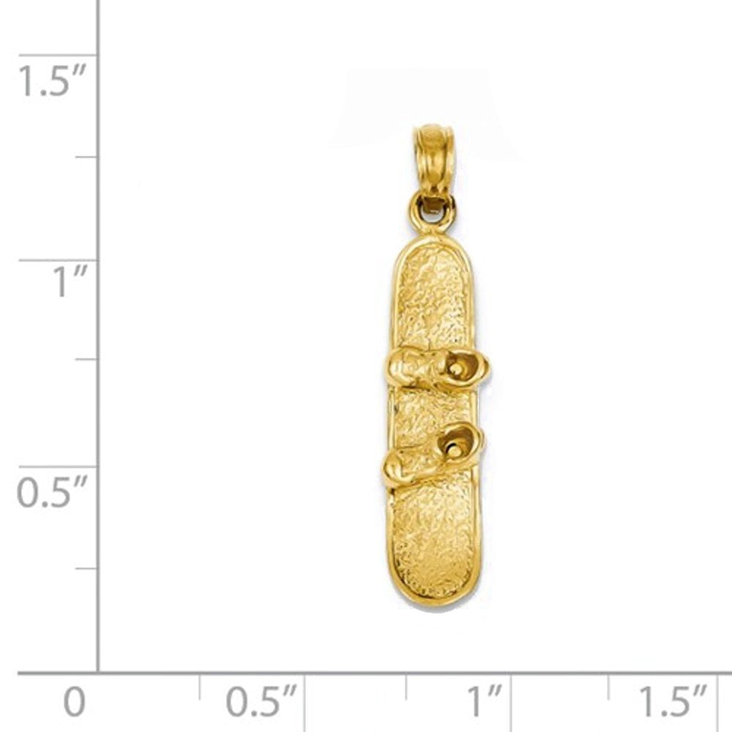 14k Yellow Gold Snowboard 3D Pendant Charm - [cklinternational]