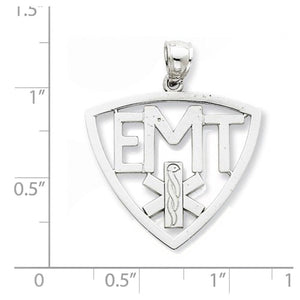 14k White Gold EMT Medical Symbol Pendant Charm