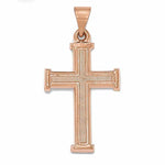 Załaduj obraz do przeglądarki galerii, 14k Rose Gold Brushed Polished Latin Cross Pendant Charm
