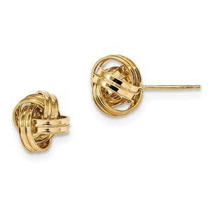 14k Yellow Gold Classic Polished Love Knot Stud Post Earrings