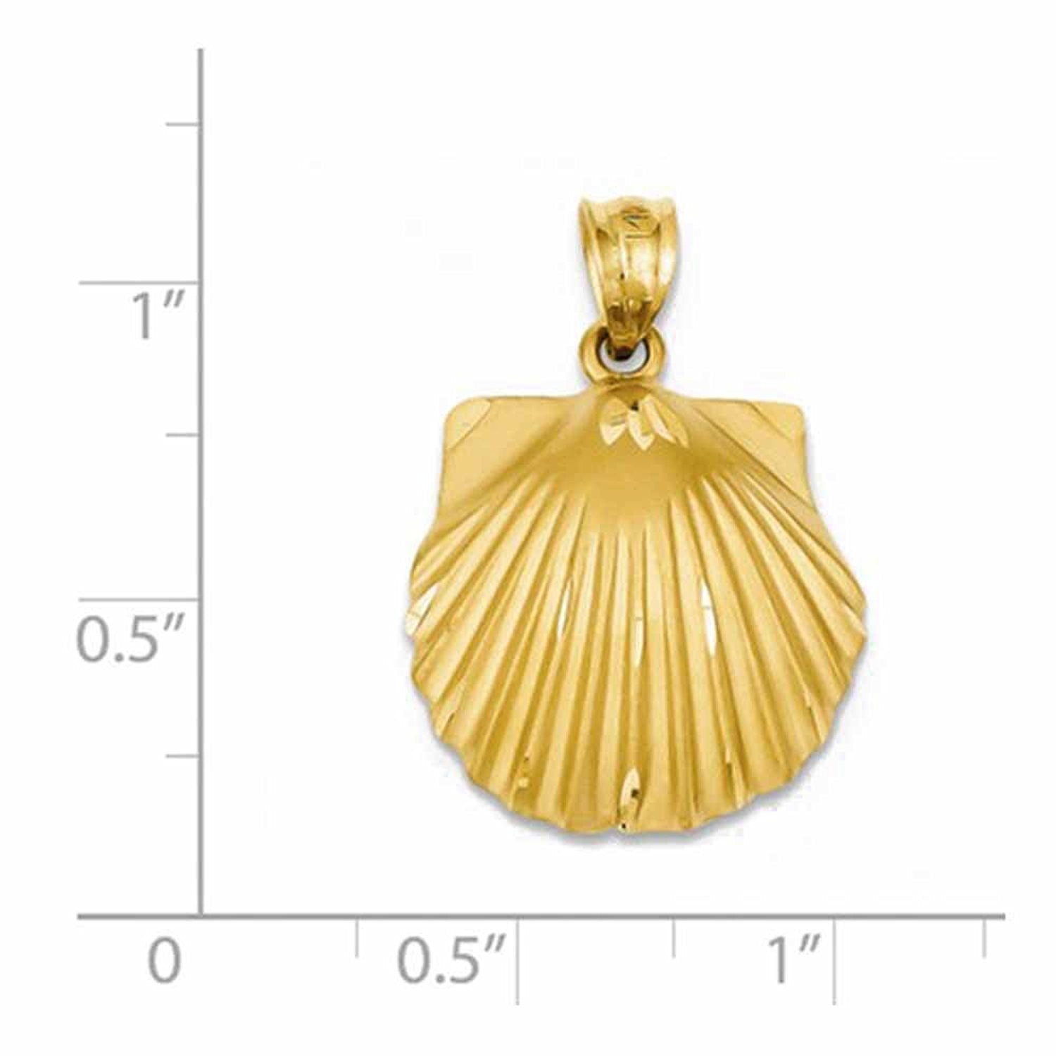 14k Yellow Gold Seashell Pendant Charm - [cklinternational]