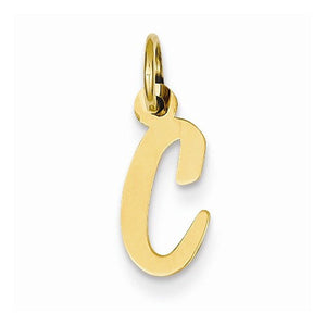 14k Yellow Gold Script Letter C Initial Alphabet Pendant Charm