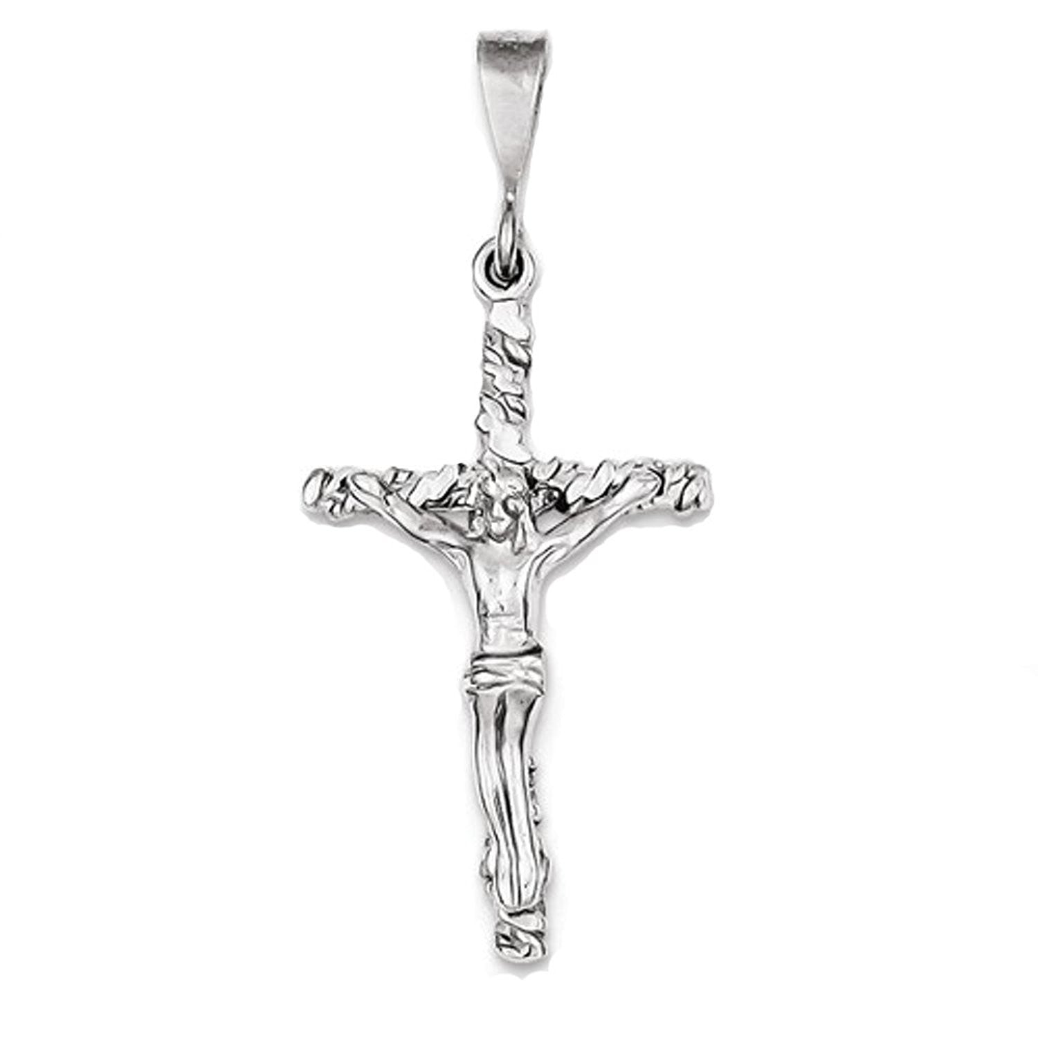 14k White Gold Cross Crucifix Pendant Charm