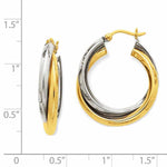 將圖片載入圖庫檢視器 14K Gold Two Tone 24mmx23mmx6mm Modern Contemporary Double Hoop Earrings
