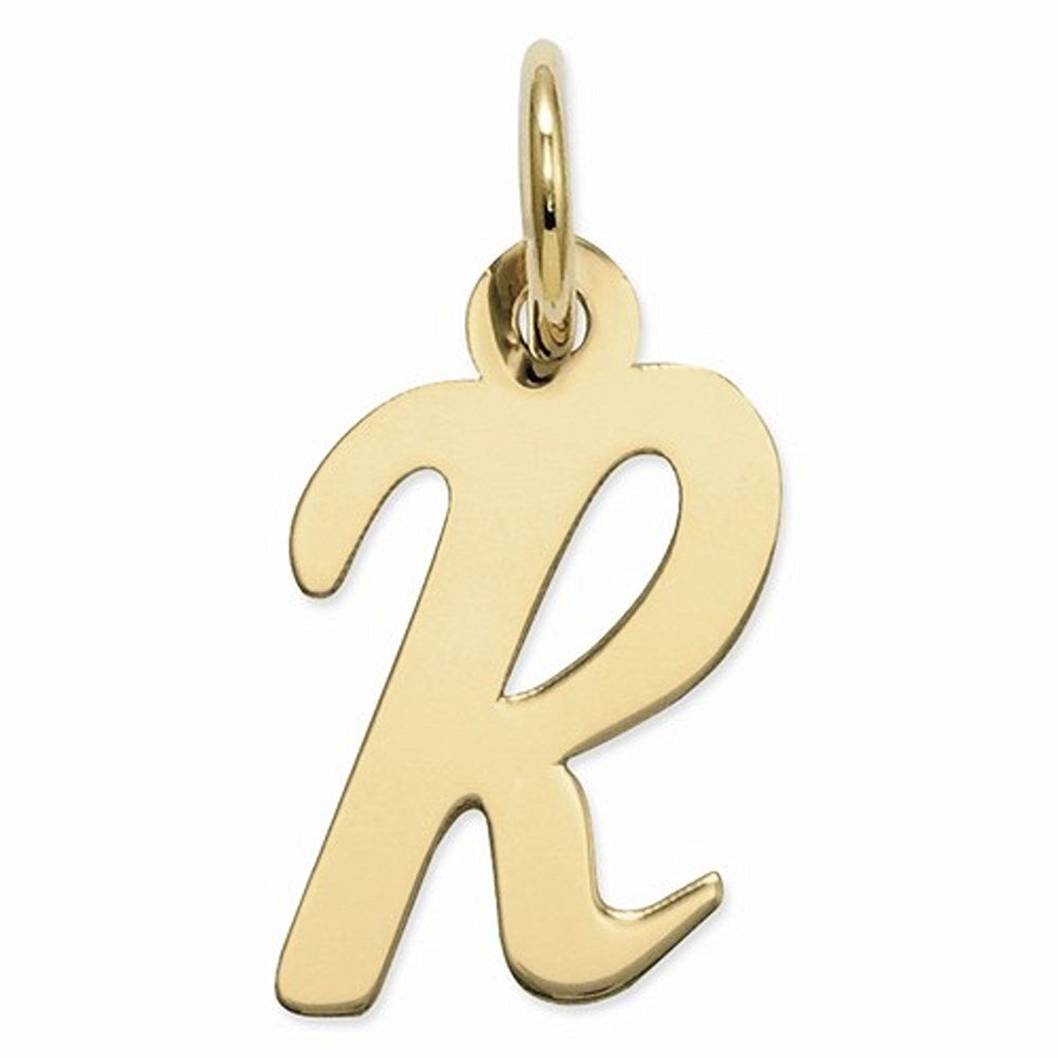 14k Yellow Gold Script Letter R Initial Alphabet Pendant Charm