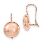 Carregar imagem no visualizador da galeria, 14k Rose Gold Round Button 12mm Kidney Wire Button Earrings
