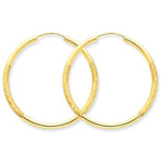 將圖片載入圖庫檢視器 14K Yellow Gold 30mm Satin Textured Round Endless Hoop Earrings
